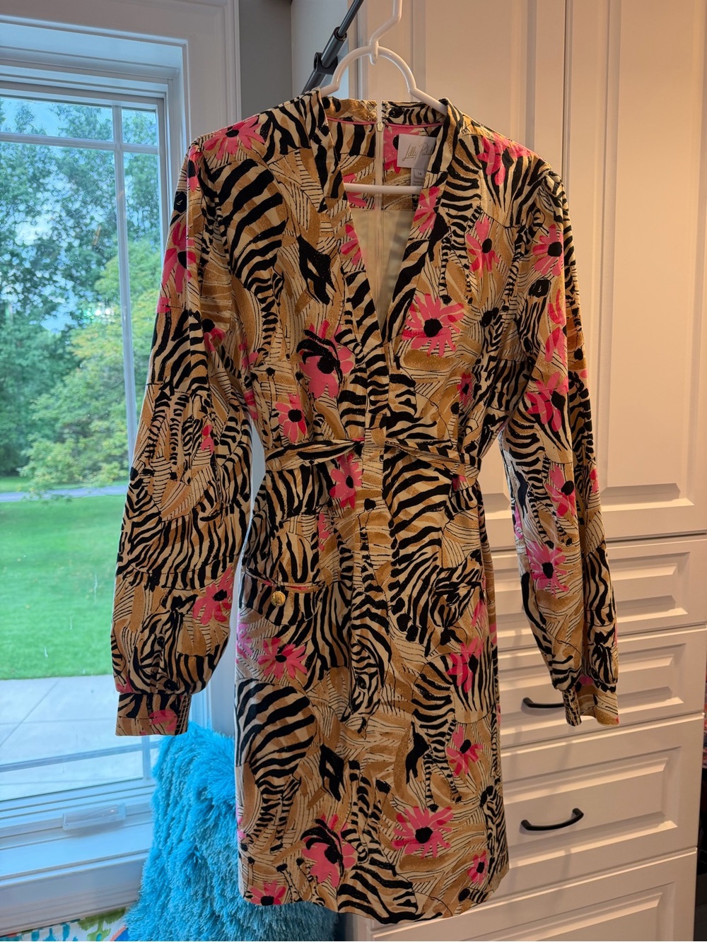 Lilly Pulitzer Zebra-Print Floral Wrap Dress - Pink & Tan Size 14
